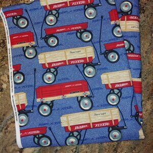 3.44 yds 2001 Springs Ind. Radio Flyer Vintage Travler Wagon Craft Fabric 45"w